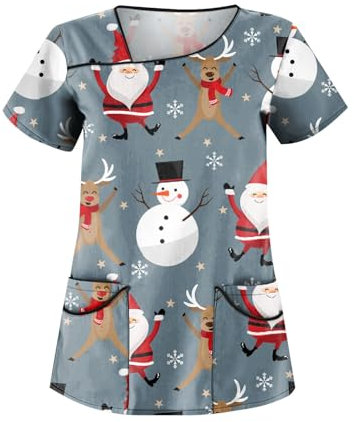 Saymany Pflege Kleidung Damen Kasacks Arbeitskleidung Küche Damen Damen Nurses Uniform Kasack Damen Pflege Günstig, Kasacks Damen Pflege, Kosmetikerin Kleidung Schlupfkasack Damen Kasack(4-Gray,4XL)