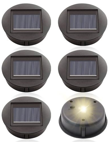 mizikuu 6 Stück Solarleuchten Ersatzteile, 8cm Leuchtmitteln Solarpanel Laterne Deckel Wasserdicht Solar Ersatzdeckel Top LED Leuchten Ersatzoberteil Glühbirne für Solarlaterne Gartenleuchten & DIY