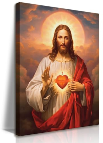 Gerahmtes Bild mit Heiligem Herz Jesus, Wandkunst, Göttliche Barmherzigkeit, Bild, Leinwand, Wanddekoration, Christlich, Jesus, Porträt, Poster, Drucke, christliches, religiöses Kunstwerk für