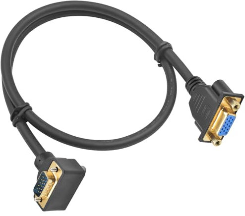 Maxhood VGA Extension Cable 1.5ft, 90 Degree VGA Male to Female Cable, Down Angle VGA Extender Cable, VGA 15 Pin Monitor Video Cable Support 1080P Full HD for PC Laptop TV Projector