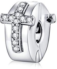 Stopper Bead für Pandora Armband, 925 Sterling Silber Kreuz Clip Stopper Spacer Charm, Damen Geschenk schmuck