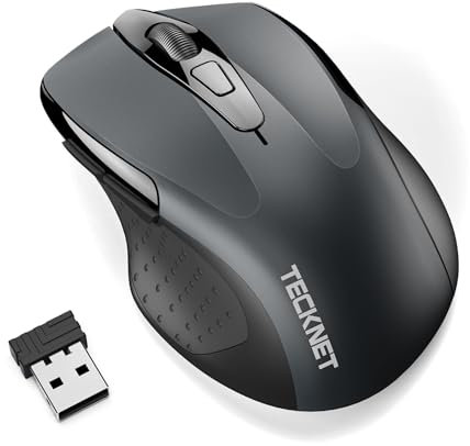 TECKNET Pro Wireless Mouse, 4000 DPI, 2.4G Ergonomic Optical, 6 Buttons, 24-Month Battery Life, 6 Adjustment Levels, 36-Month Warranty for Laptop, Windows, Chromebook