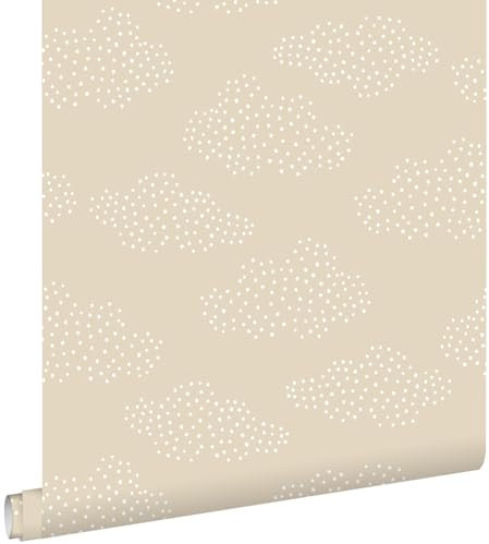 papier peint petits nuages beige 53 cm x 10.05 m - ESTAhome