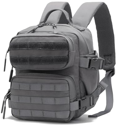 Mini-Rucksack für Damen und Herren, 9 l, kleiner Rucksack für Fitnessstudio, Wandern, Reisen, Sport, Laufen, A09-grau, Small, Taktischer Mini-Rucksack