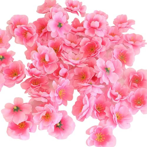Künstliche Kirschblüten, 5 cm, 100 Stück, Kunstblumenköpfe, künstliche Blumen, dekorative Kunstblumen für Hochzeit, Party