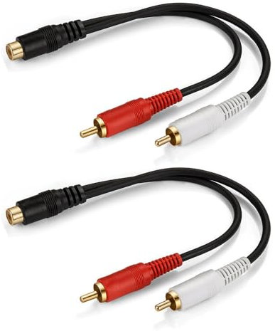 Cable Hembra de 0.138 in a 2 RCA Macho, Cable de Audio Estéreo en Y, Divisor RCA 1 Hembra a 2 Macho, para Smartphone, Tableta, Audio de Coche, Altavoz, MP3, TV, DVD, Cine en Casa, Paquete de 2