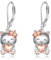 925 Sterling Silber Einhorn Faultier Axolotl Ohrringe Leverback Schmuck für Damen Mädchen (Katze Leverback Ohrringe)