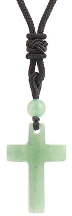 Heilsteine Kette,Halskette Mit Kristall-Anhänger,Halskette Aus Grünem Aventurin-Stein,Mit Geflochtener Seilkette,Halskette Mit Kreuz-Amulett Aus Natürlichem Edelstein,Geschenke Für Frauen Und M