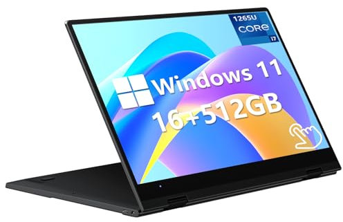 FUNYET 2 en 1, Procesador Core i7-1265U, 16GB RAM, 512GB SSD, Windows 11, Yoga Laptop de 14 Pulgadas, Rotación de 360°, Retroiluminación, WIFI6, Bluetooth 5.2, Touchscreen