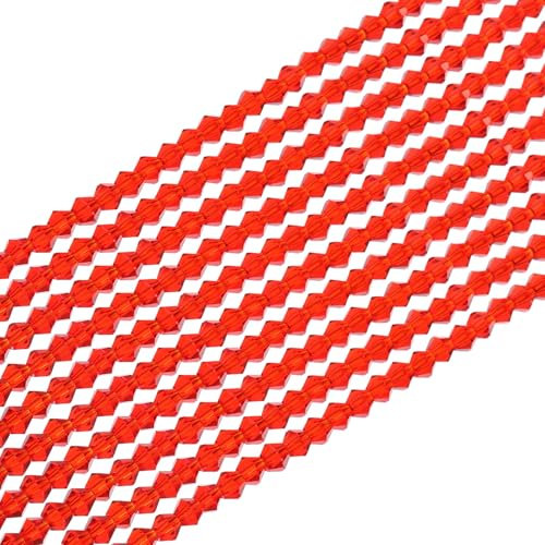 PATIKIL 4mm Abalorios de Cristal en Forma de Bicono, 840 Pcs Abalorios Rondelle de Cristal Facetado Encantos a Granel para Hacer Joyas Pendientes Pulseras Manualidades, Rojo