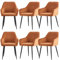 JYMTOM Esszimmerstühle 6er Set Küchenstühle Polsterstühle modernes Design Stühle mit Armlehne, Sitzfläche aus Samt, Gestell aus Metall, für Wohnzimmer, Schlafzimmer und Küche(6,Orange)