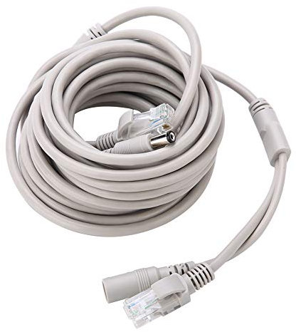 CHEOTIME 5M/10M/15M/20M Ethernet Cable, RJ45+DC Ethernet CCTV Cable for IP Cameras NVR System 10Mbps100Mbps (5m)