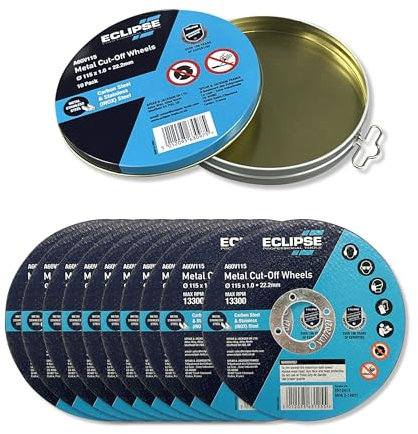 Eclipse Professional Tools A60V115 Ultradünne Trennscheiben 115 mm - Präzise Schnitte - ideal für Metall, Keramik, Glas und Verbundwerkstoffe - Packung mit 10 Klingen