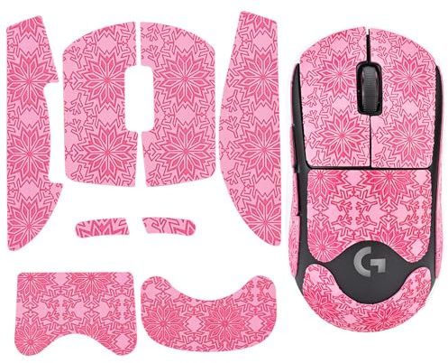 Adesivo per impugnatura del mouse Logitech G Pro Wireless, antiscivolo e assorbe il sudore, ultra sottile, motivo fiocco di neve rosa, copertura completa per mouse da gioco GPW