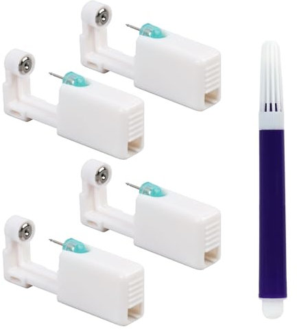 4 PCS Kit de Perçage d'Oreille Autonome, Pistolet à Percer Sécurisé Stérile Uniquement pour Usage Unique avec Étrilles d'Oreille, Kit de Piercing pour Oreilles et Cartilage