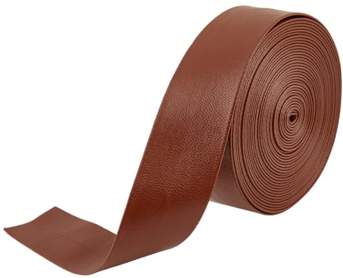 GORGECRAFT 5 m X 30mm X 1mm Umklappbare Lederstreifen Flaches Lederband Kokosnussbraun PU Besatzband Kunstlammfell Genarbtes Kunstleder Riemen Schnüre Faden Für Armbänder Schmuckherstellung DIY Bastel