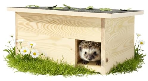 PATKAR Igelhaus Winterfest mit Boden [SCHÜTZT VOR FRESSFEINDEN] - Premium Igelfutterhaus (Made in Europe) - Hochwertige Igelhäuser Igel Haus - Igel Schlafhaus Igel Futterhaus - Igelhotel Igelhöhle