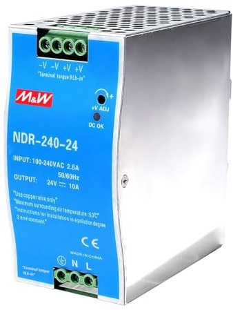Hutschienen Netzteil, 24V 240W DIN Schienen Schaltnetzteil Eingang 100-240VAC 2,8A, Ausgang DC 24V 10A, Mehrere Schutzfunktionen, Weit Verbreitet, Industrielles Modell NDR-240-24