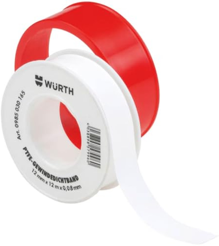 Würth 10x PTFE-Gewindedichtband 12m x 12mm x 0,08mm zum Abdichten von Gewindeverbindungen, verhindert das Festfressen von Gewinde | 0985030165