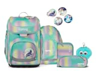 ergobag Schulranzen-Set cubo Bundle Set ZauBärwelt - Mint | Ergonomischer Schulrucksack Klassisch, 6-teilig, für die 1. Klasse Grundschule, ideal für den Schulstart