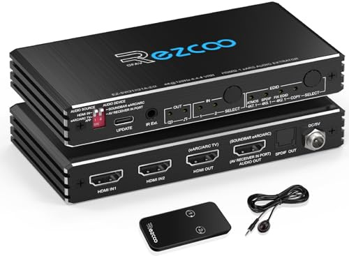 4K 120Hz HDMI 2.1 eARC Audio Extractor Switch 2x2 VRR ALLM HDCP2.3 ARC HDR10 CEC SPDIF Optical Audio Out HDMI Switcher 2 IN 2 OUT IR Remote D-olby Digital EDID for PS5 XBOX NVIDIA AMD