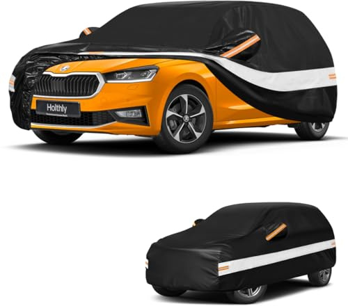 Holthly Autoabdeckung Passend für Skoda Fabia Ⅰ/Ⅱ/Ⅲ/Ⅳ（1999-2026） 10 Schichten Vollgarage Auto Abdeckplane 100% Wasserdicht Autoplane Outdoor Autogarage Wasser,Staubschutz,Wind,Regen und UV Schutz