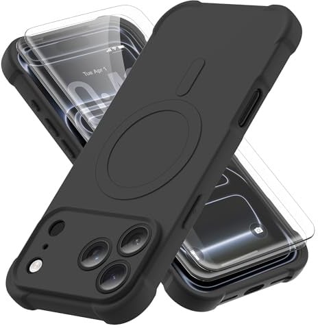 ORETECH 360 Full Body Magnetic Case for iPhone 17 Pro Max 6.9 (2025), 15ft Military Grade Shockproof Protection with [2 Pack] Screen Protectors, Strong MagSafe Suction, Slim Silicone TPU - Black