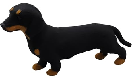 Generisch Flauschiges Hundetier – Plüsch-Hunde-Dackel-Kuscheltier, schwarz-braunes Dackel-Plüschtier | Dackelpuppe für Kinder, Männer, Frauen, Kinder, Mädchen, Zuhause