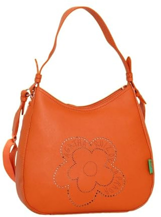 Agatha Ruiz de la Prada orangefarbene Hobo-Tasche mit durchbrochener Blume in der Mitte