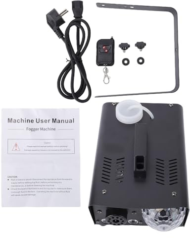POENVFPO 600-W-Nebelmaschine, Metallgehäuse mit Disco-Kugellicht und Kabelloser Fernbedienung, Schnelles Vorheizen in 2–3 Minuten für Partys, Hochzeiten, Halloween, DJs, (EU-Stecker 220–240 V)