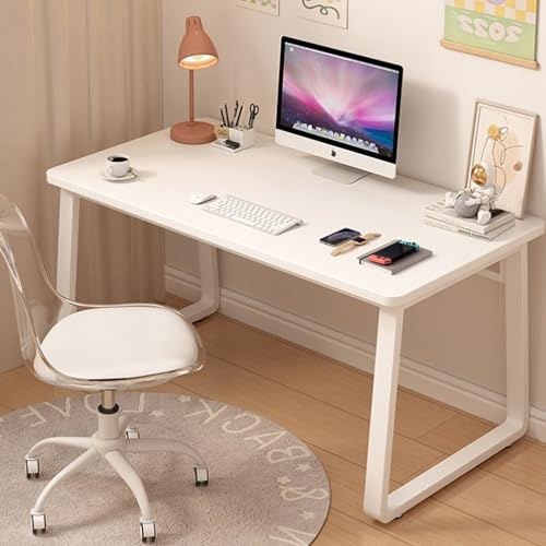 XUEGW Moderner Computertisch im schlichten Stil, Schreibtisch, PC-Tisch für Homeoffice, Schlafzimmer (Weiß, 120x60cm)