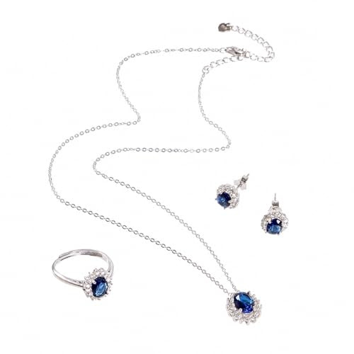 EUROtops Schmuckset Diana aus Sterling Silber mit saphirblauen Zirkonia