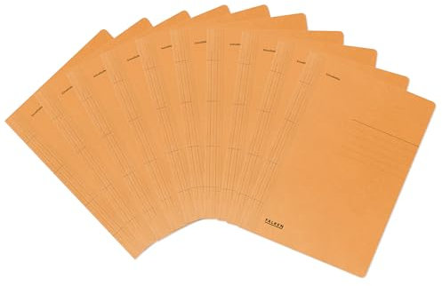 Original Falken 100er Pack Recycling-Schnellhefter DIN A4 orange. Made in Germany Blauer Engel Hefter Papphefter Kartonschnellhefter Schulhefter Pappordner Mappe Schulordner ideal für Schule und Uni