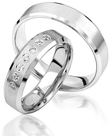 2x Palladium Eheringe Partnerringe Trauringe Verlobungsringe inkl. Gravur und Steine PDJC12-585