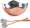 Salad Bowl with Servers - 3 Pc Set - Hammered Copper Salad Bowl - 9.5 Inch Hammered Serving Bowl