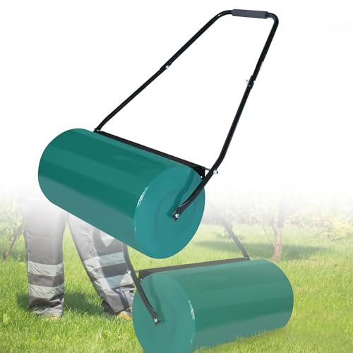 HENGMEI Rullo da Giardino Prato Roller riempibile Raschiatore a Mano capacità di riempimento 46L, Verde