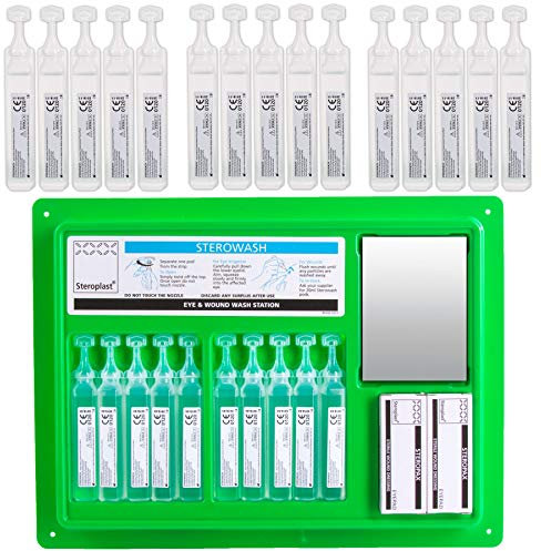 Eye Wash Pod Station & 25 Refills Eye Care Contact Lens Wound Irrigation Cleaning