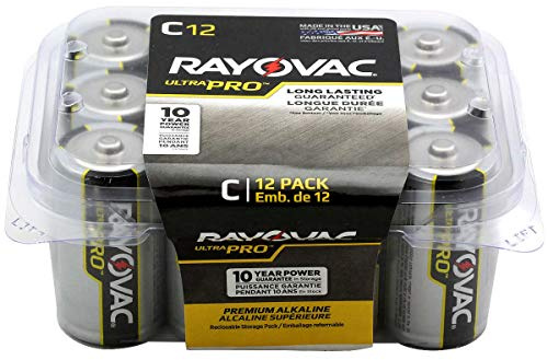 Rayovac Batteries ALC-12PPJ UltraPro Lot de 12 Piles alcalines industrielles, Taille C, Standard, Noir