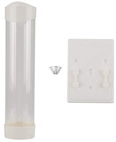 60-80 Cups Paper Plastic Cup Dispenser One Touch Button Cup Holder for Home office(White)