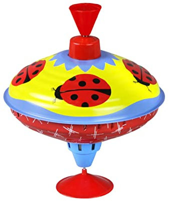 Lena 52261 Toupie Coccicnelle, Ø 16 cm, toupie à Pompe Classique, Jouet avec Motif Coccinelle, toupie avec piédestal, pour Enfants à partir de 18 Mois