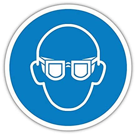 Aufkleber Schutzbrille tragen gemäß BGV A8, Folie selbstklebend, rund Ø 14cm (Schutzbrille, Laserstrahlung, Gebotsschild) - 70144802