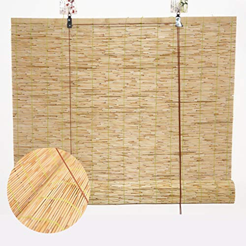 Tapparella a Carrucola in Bamboo,Tende in Reed Naturali,Tende Romane di Sollevamento Retrò,Avvolgibili in Bambù,Tende da Sole per Interni/Esterni/Giardino/Finestra,Personalizzate(90x200cm/36Xx79in)