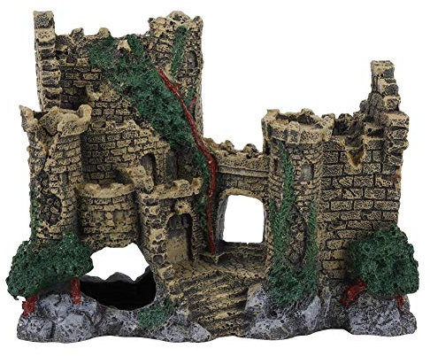 Pssopp Aquarium Simulation Schloss Dekoration Aquarium Deko Simuliert Schloss Aquarium Künstliche Vintage Schloss Ornament Gebäude Aqua Ornaments für Fisch Garnelen Verstecken