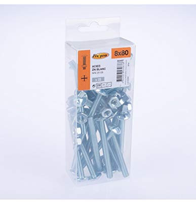 Boulon poêlier acier zingué - 8x80-25pces - Fixpro