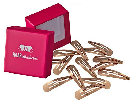 Haarallerliebst Haarspangen normale Länge für Kinder & Damen – 14 Stück in roségold glänzend (5 cm) inkl. Aufbewahrungsbox – Ideal für normales Haar