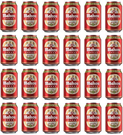 Mahou 5 Estrellas Sin Gluten, Pack 24 Latas x 33cl, Cerveza Dorada Especial, Sabor 5 Estrellas, 5.5% Volumen de Alcohol