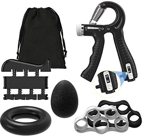MoKo Juego de Fortalecedor de Mano para Entrenamiento, [6 PZS] Herramienta Empuñadura de Mano para Entrenamiento Antebrazo, Ejercitador de Dedos Ideal para Aliviar del Estrés del Muñecas, Dedos, Negro