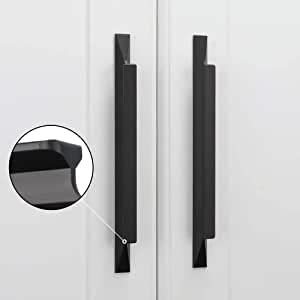 LONTAN 5 Pack Black Kitchen Cabinet Handles 160mm Kitchen Door Black Cupboard Handles for Aluminum Alloy Wardrobe Bathroom Shower Drawer Pulls