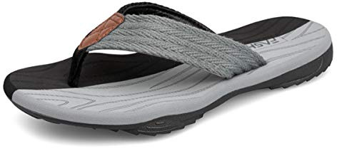 ChayChax Infradito Uomo Scarpe da Spiaggia e Piscina Sportive Beach Sandali Morbide Ciabatte Antiscivolo Pantofole con Gomma Suola,Nero Grigio,43 EU