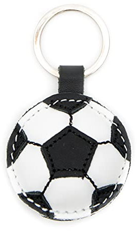 E&A Leder Schlüsselanhänger Fußball schönes Geschenk für Lieblingsmensch Schulanfang Geburtstag Frauen Männer Kinder Schultasche Glücksbringer Handarbeit (1 Stück)